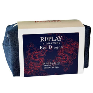 Giftset Replay Signature Red Dragon Man Edt 100ml + Pochette