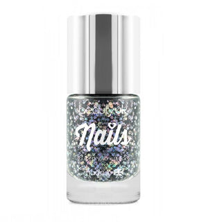 Beauty UK Glitter Nail Polish - Midnight Sky Black - Vivid Glow